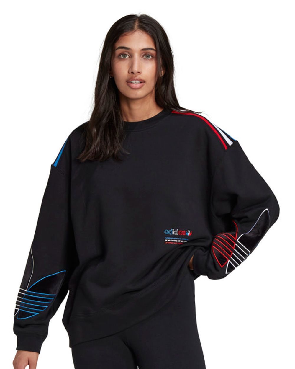 Adidas tricolor trefoil velvet sweatshirt sale