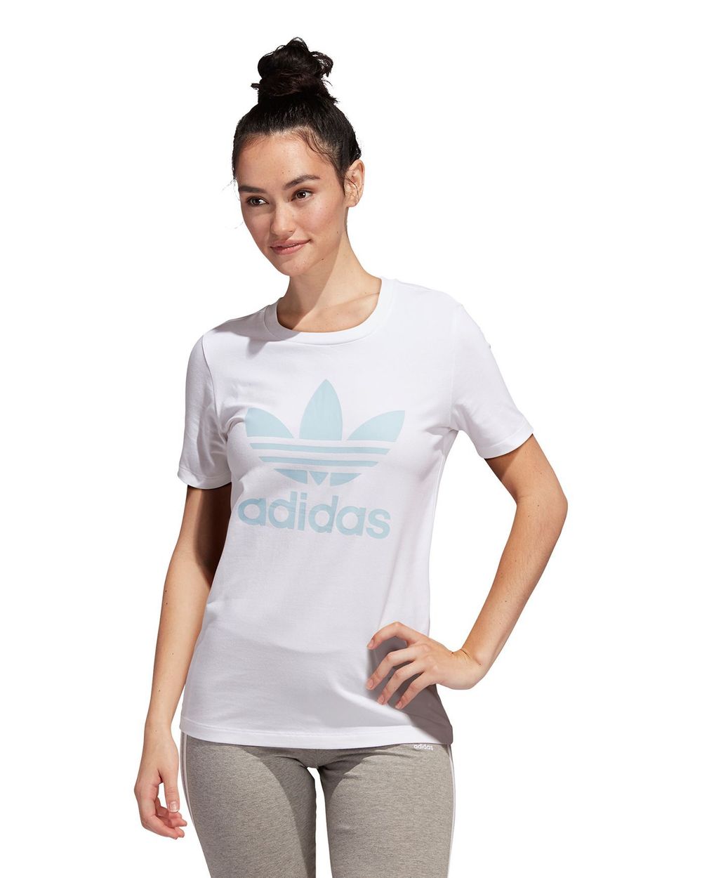 White and blue adidas t shirt women's Clearance