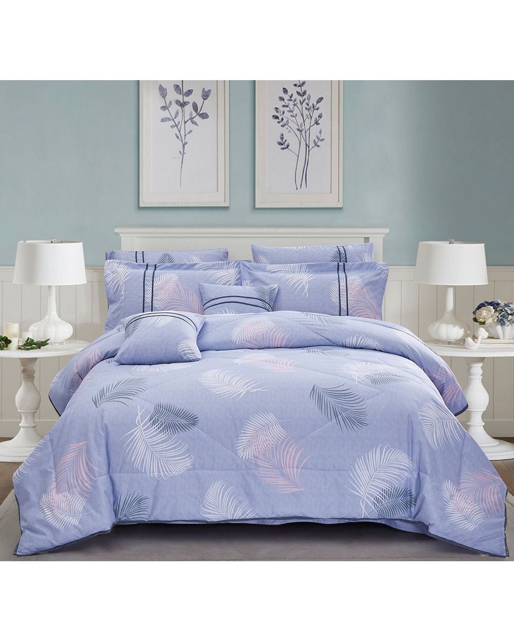 Single Bed Comforter Set Ambt5pc2, White Single Bed Comforter Set
