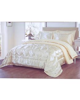 Casa 7 Piece King Comforter Set, Cream Colored Duvet Cover Set
