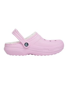 pink crocs with fuzz