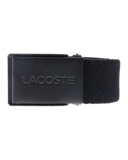 Lacoste Men Engraved Plate Buckle Woven Belt (Black) - 100 cm | Accessories online | price and offers | KSA | HNAK.com