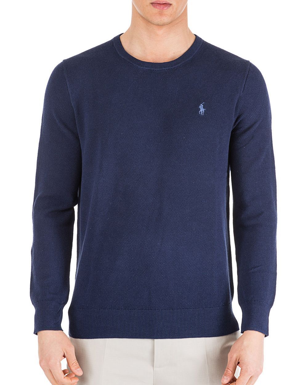 Polo Ralph Lauren Men Navy Blue Crew Neck Sweater - M | Buy Clothing ...